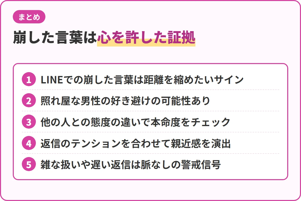 崩した言葉は心を許した証拠
